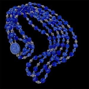Blue Givre’ Glass Multi Strand Bead Necklace Japan